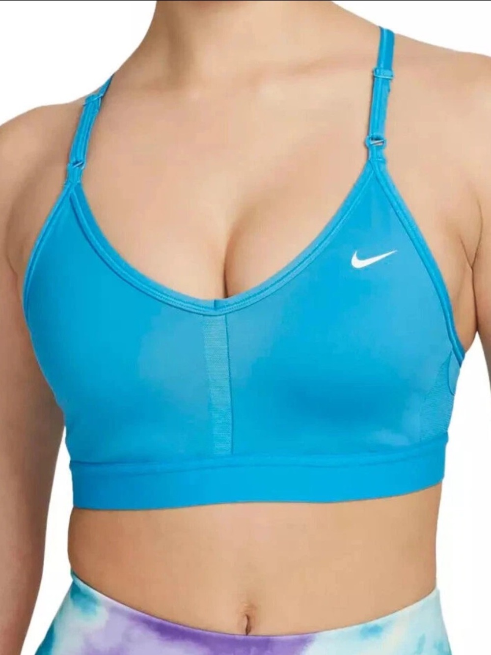 Nike Turquoise Blue V-Neck Sports Bra with Adjustable Straps